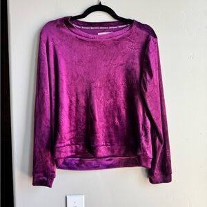 Juicy Couture Magenta Velour Logo Sweatshirt Y2K 2000s Loungewear Cozy L